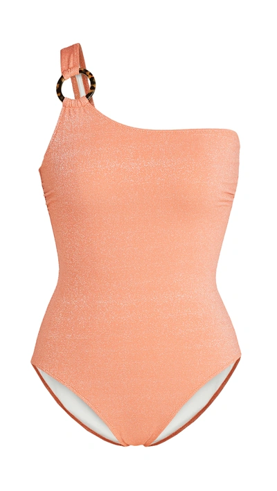 Shop Solid & Striped The Juliana One Piece In Apricot Metallic