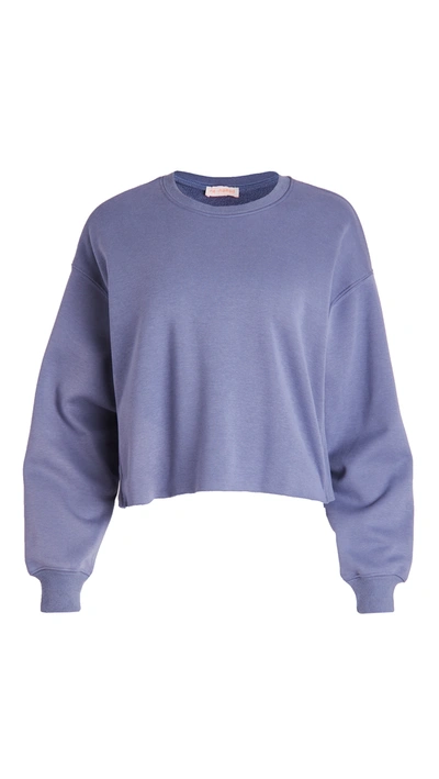 Shop Re:named Re: Named Oversized Cropped Terry Fleece Sweatshirt In Slate Blue