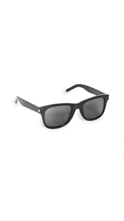 Shop Saint Laurent Sl 51 Over Mask Sunglasses In Black/black/grey