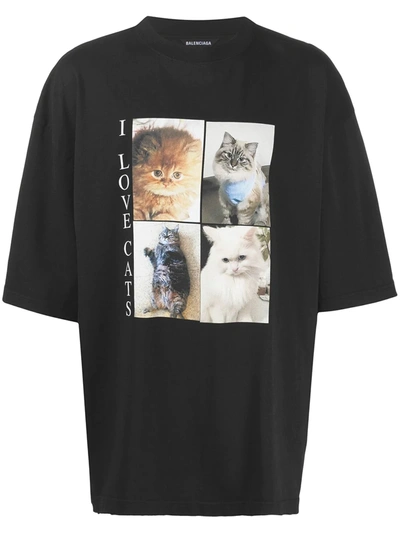 Balenciaga Black Xl 'i Love Cats' T-shirt | ModeSens