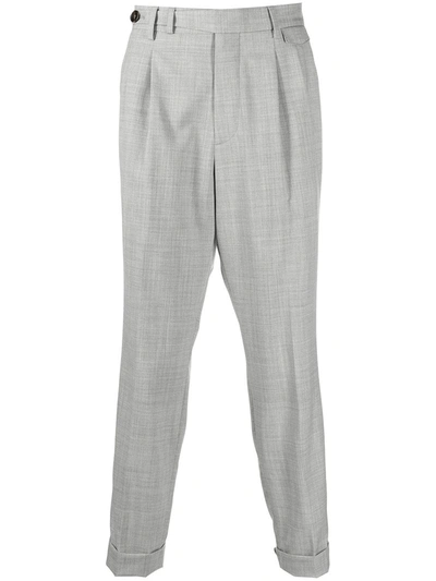 Shop Brunello Cucinelli Cropped Straight-leg Tailored Trousers In Grey