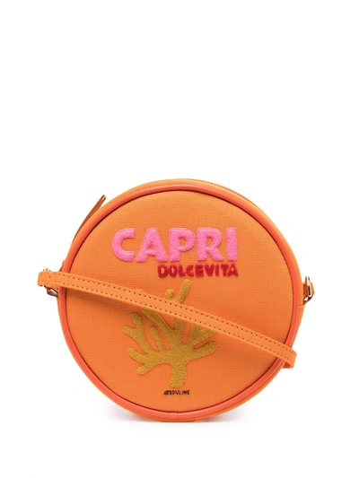 Shop Olympia Le-tan Capri Round Shoulder Bag In Orange