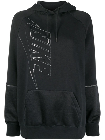 Shop Nike Logo Print Hoodie In Black