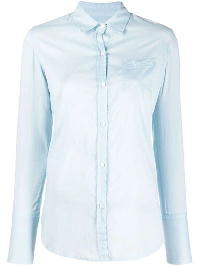 Shop Nili Lotan Long-sleeved Cotton Shirt In Blue