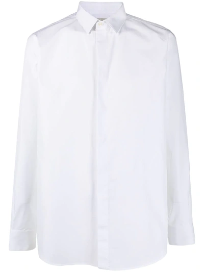 Shop Saint Laurent Poplin Long-sleeve Shirt In White
