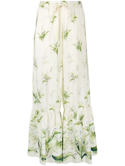 Shop Red Valentino May Lily Flared Trousers In Green