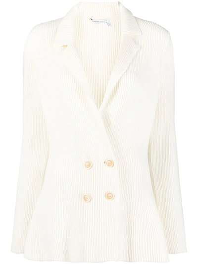 Shop Agnona Knitted Double-breasted Blazer In White