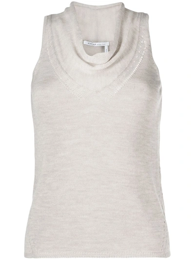 Shop Agnona Cowl-neck Knitted Tank Top In Neutrals