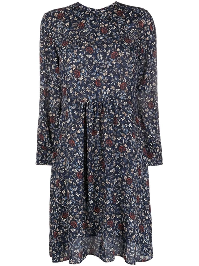 Shop Chloé Floral Print Mid-length Dress In Blue