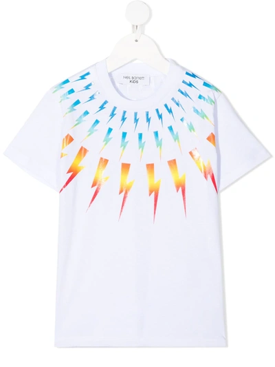 Shop Neil Barrett Thunderbolt T-shirt In White