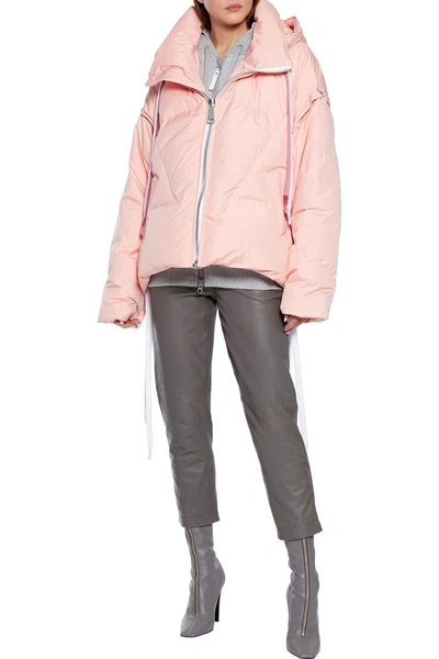 Shop Khrisjoy Snap-detailed Quilted Shell Hooded Down Jacket In Pastel Pink