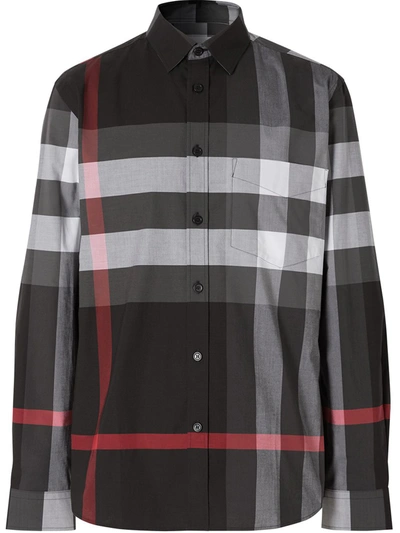 Shop Burberry Somerton Shirt In Grey