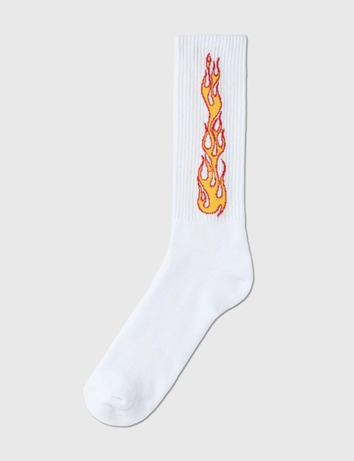 Shop Palm Angels Flames Socks In White