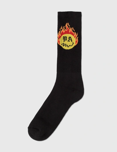 Shop Palm Angels Burning Head Socks In Black