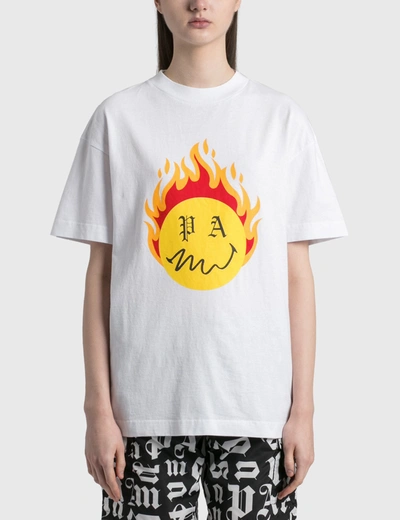 Palm Angels Burning Head Short-Sleeve T-Shirt 'White/Yellow' PMAA001R21JER0040118