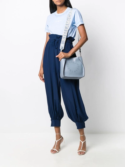 Shop Stella Mccartney Stella Logo Mini Shoulder Bag In Blue