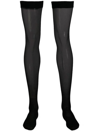 Wolford Black Ultra Sheer 10 Stay-up Tights In Black