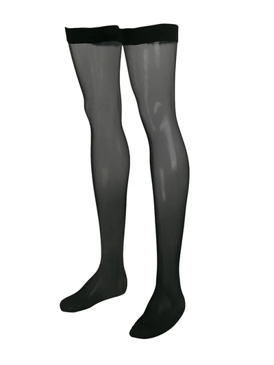 Wolford Black Ultra Sheer 10 Stay-up Tights In Black