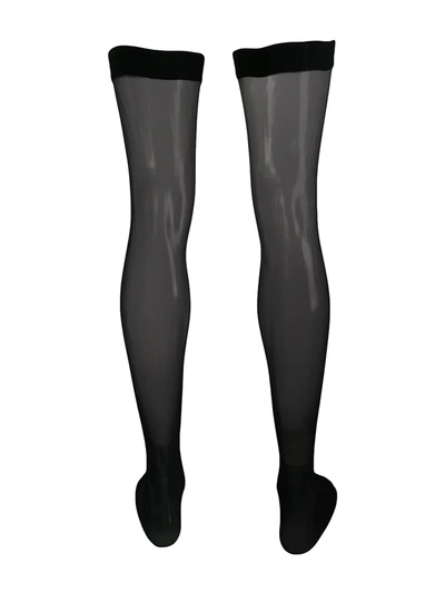 Wolford Black Ultra Sheer 10 Stay-up Tights In Black