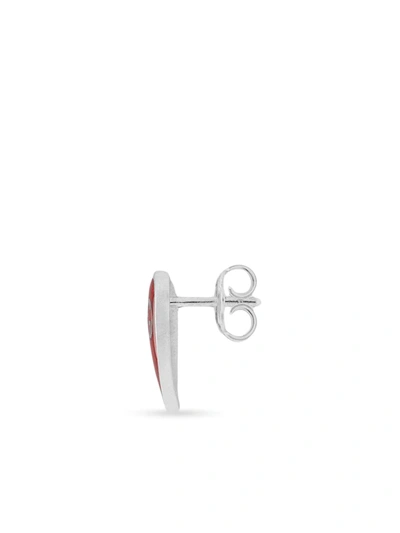 Shop Gucci Gg Logo Heart Earrings In Red