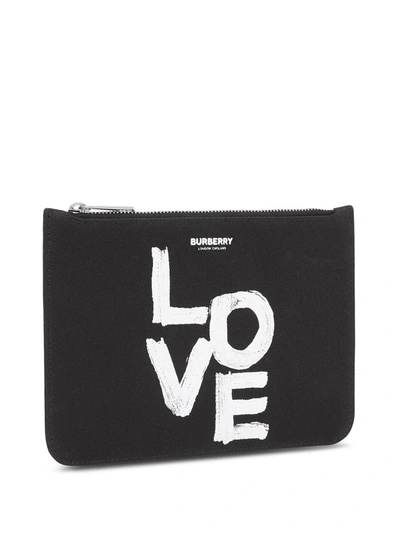 Shop Burberry Love-print Zipped Pouch In Black