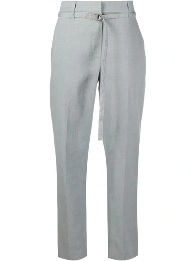 Shop Brunello Cucinelli High-waisted Tapered Trousers In Grey