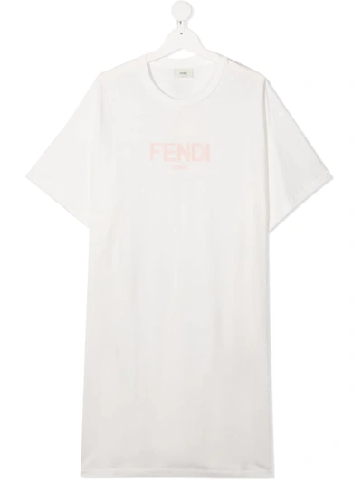 Shop Fendi Teen Logo-print T-shirt In White