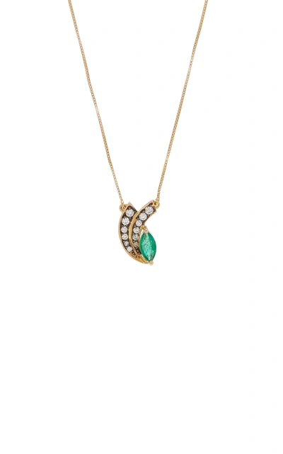 Shop Olsen K Women's 18k Yellow Gold Emerald; Diamond Necklace In Green