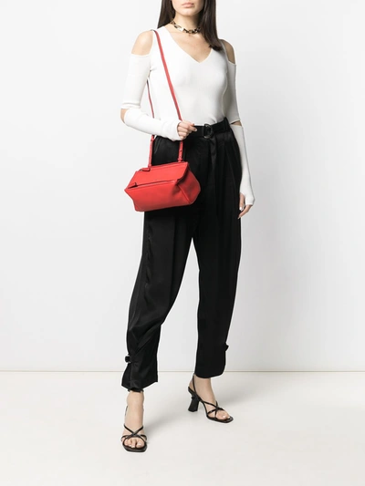 Shop Givenchy Pandora Mini Leather Shoulder Bag In Red