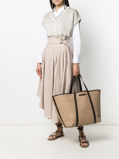 Shop Brunello Cucinelli Straw Shopping Bag In Beige