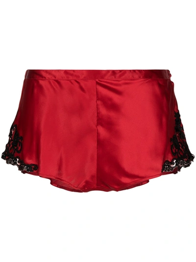 Shop La Perla Maison Silk-blend Shorts In Red