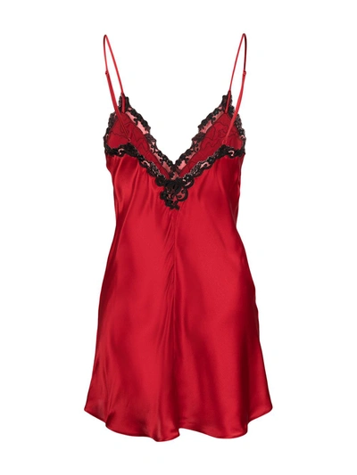 Shop La Perla Maison Silk Slipdress In Red