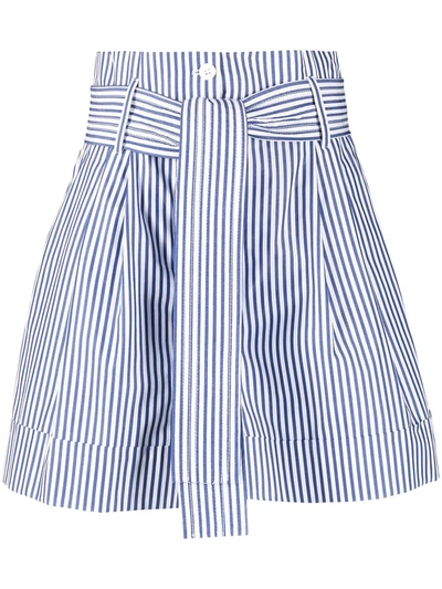 Shop P.a.r.o.s.h Striped Cotton Shorts In Blue