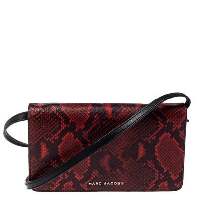 Pre-owned Marc Jacobs Red Python Embossed Crossbody Clutch Bag