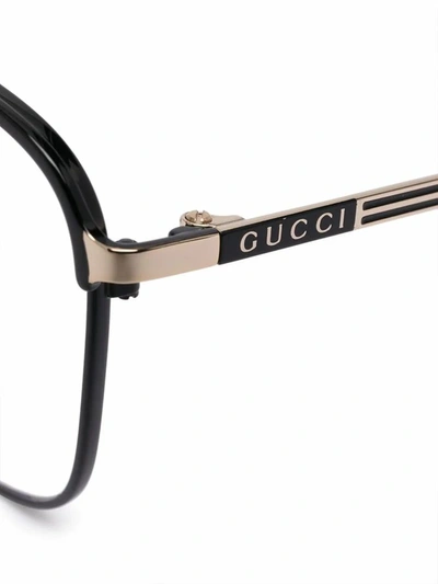 Shop Gucci Men's Black Metal Glasses