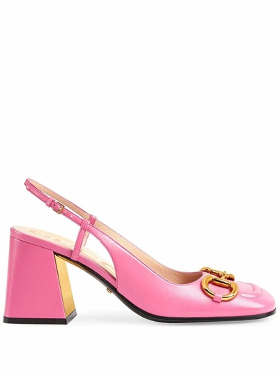 Shop Gucci Women's Pink Leather Heels