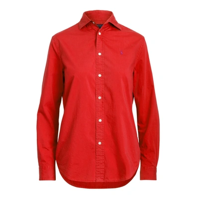 Shop Ralph Lauren Relaxed Fit Cotton Twill Shirt In Bright Hibiscus