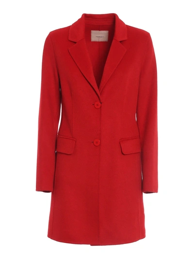 Shop Twinset Red Wool Blend Short Coat