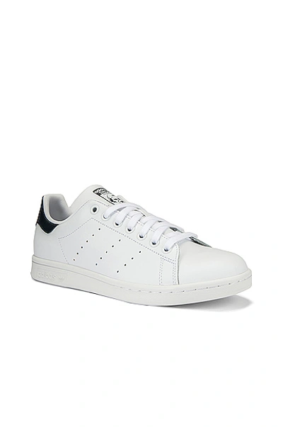 Shop Adidas Originals Stan Smith In White & Dark Blue