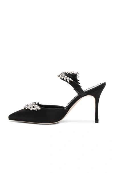 Shop Manolo Blahnik Satin Lurum 90 Heels In Black Satin