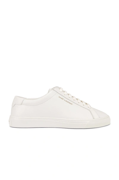 Saint Laurent Andy Logo-print Leather Sneakers In White | ModeSens
