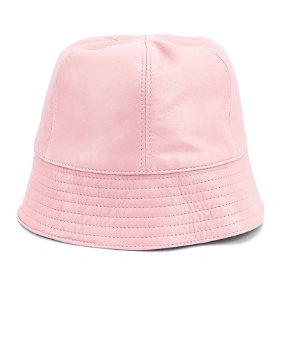 Shop Loewe Leather Bucket Hat In Icy Pink
