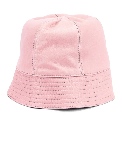 Shop Loewe Leather Bucket Hat In Icy Pink