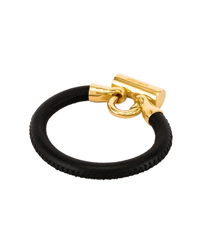 Shop Ambush Bike Lock Leather Bracelet In Gold