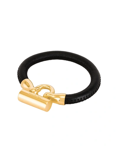 Shop Ambush Bike Lock Leather Bracelet In Gold