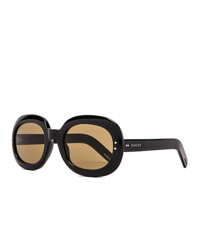 Shop Gucci Small Acetate Sunglasses In Brown