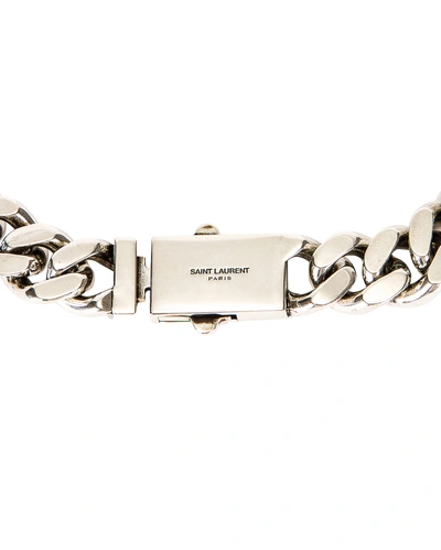 Shop Saint Laurent Chain Necklace In Argent Oxyde