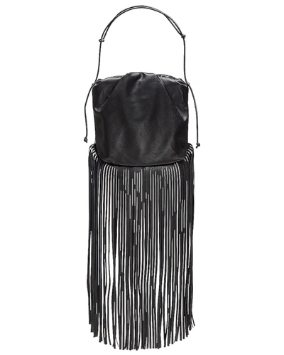 Shop Bottega Veneta The Fringe Pouch In Black & Silver