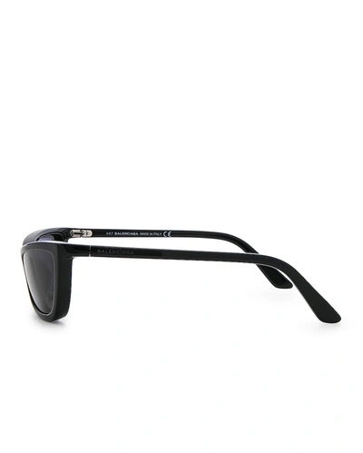 Shop Balenciaga Slim Cateye Sunglasses In Shiny Black With Smokey Lense