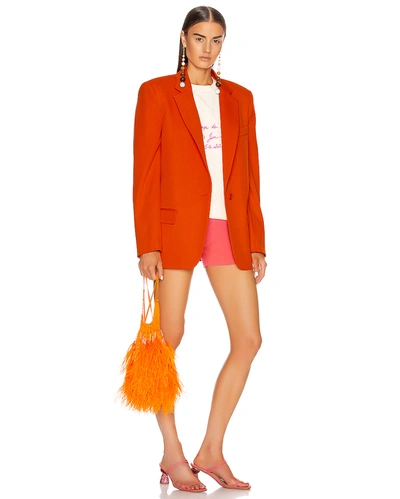 Shop Attico Feather Pouch Bag In Orange